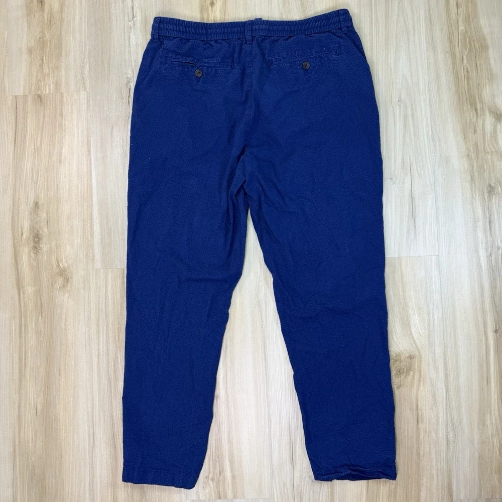 Banana Republic Seersucker Pants Athletic Fit 34x32 Blue Drawstring